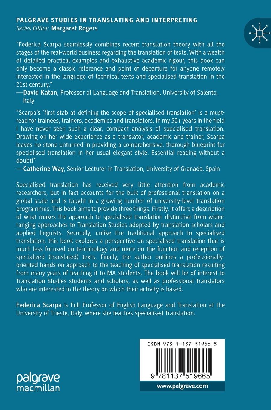 Rückseitencover Research and Professional Practice in Specialised Translation
