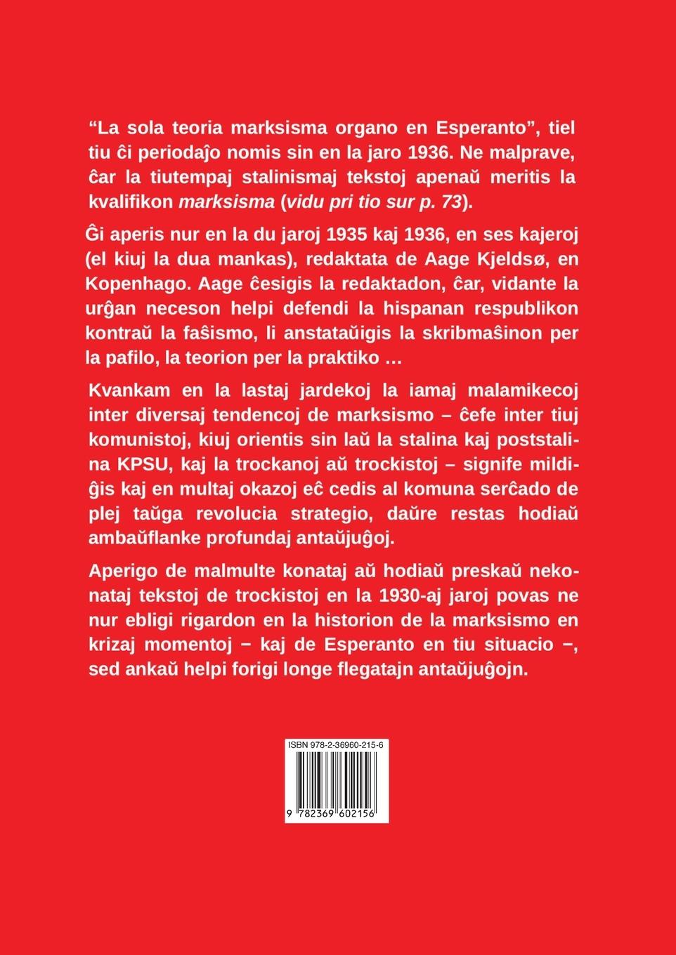 Rückseitencover La permanente revolucio: La sola teoria marksisma organo en Esperanto