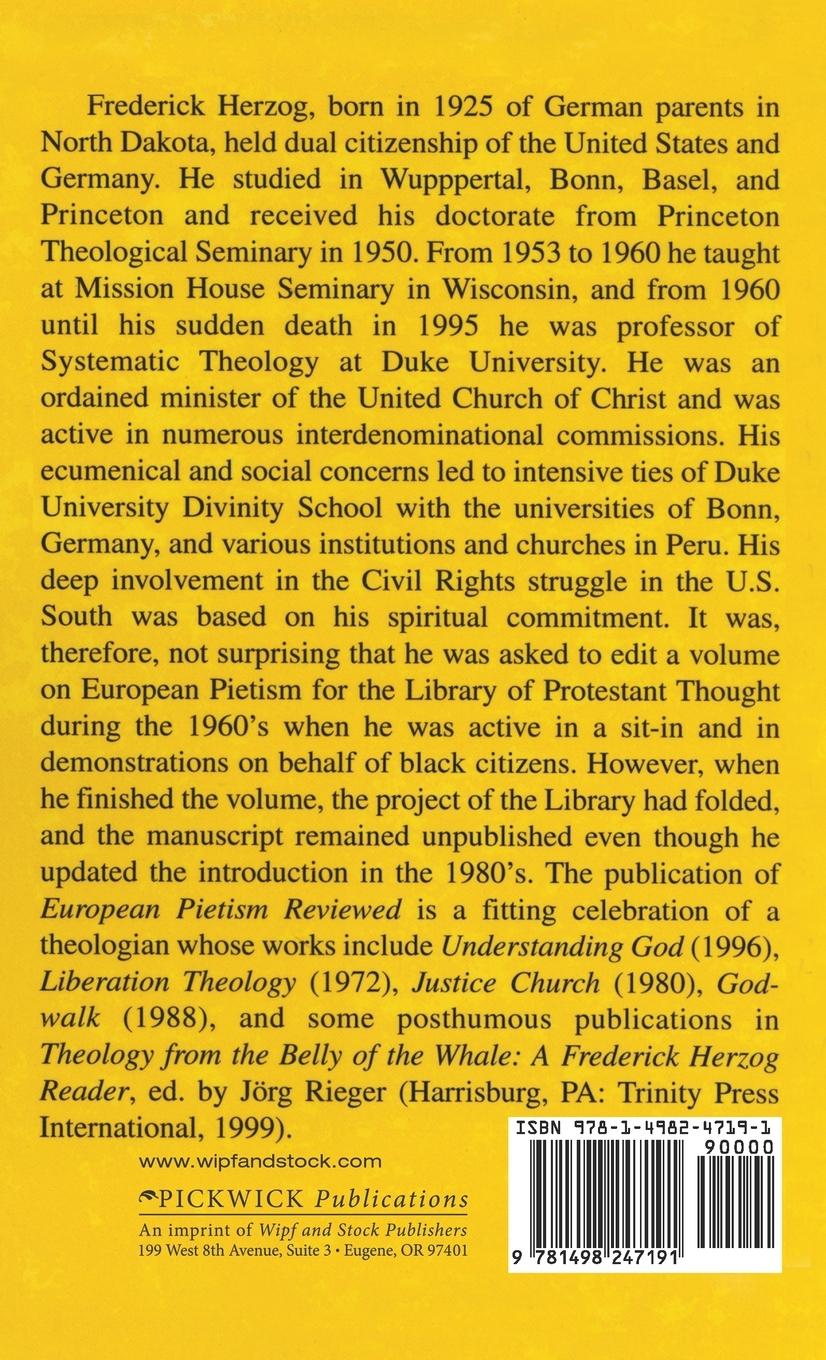 Rückseitencover European Pietism Reviewed