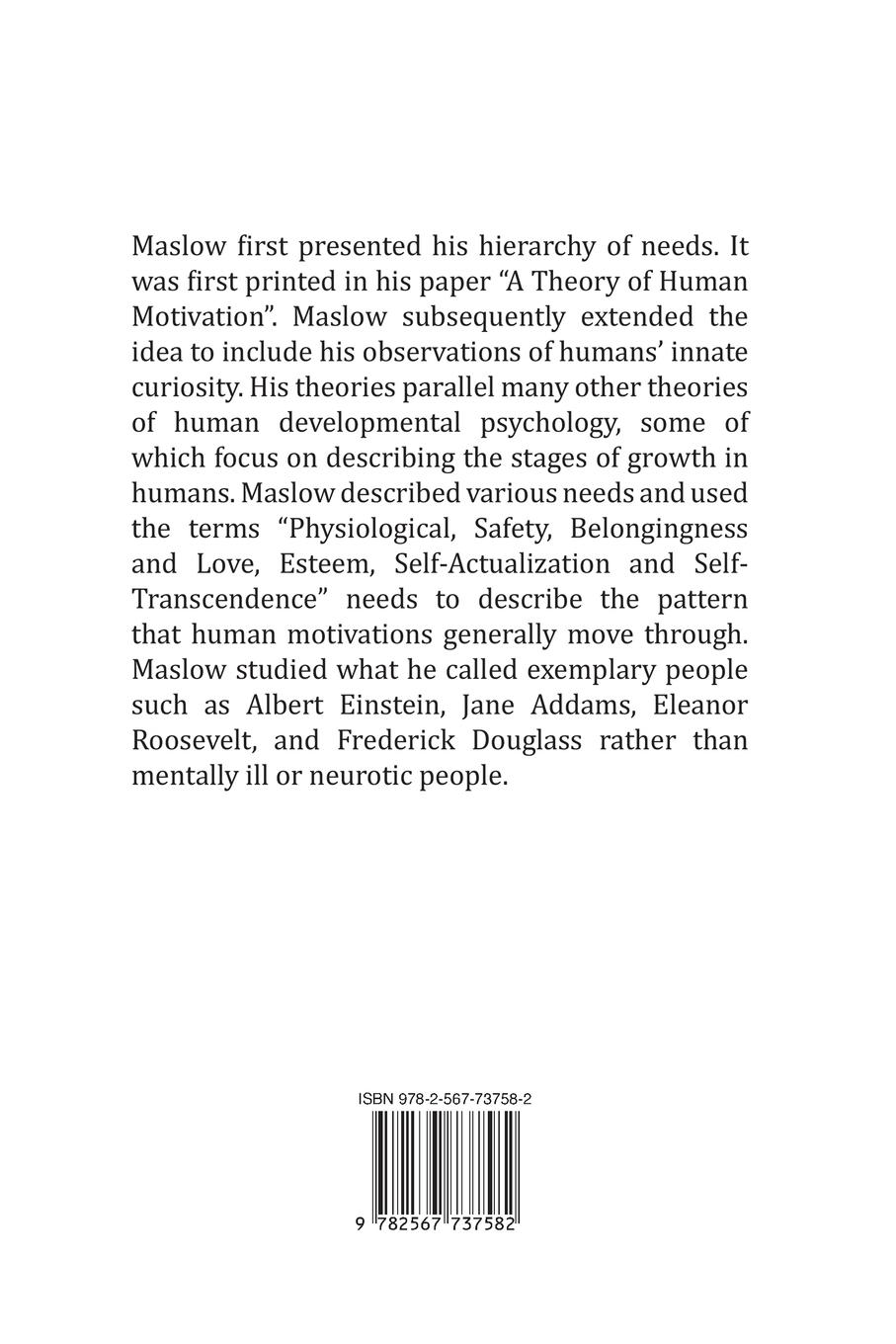 Rückseitencover A Theory of Human Motivation