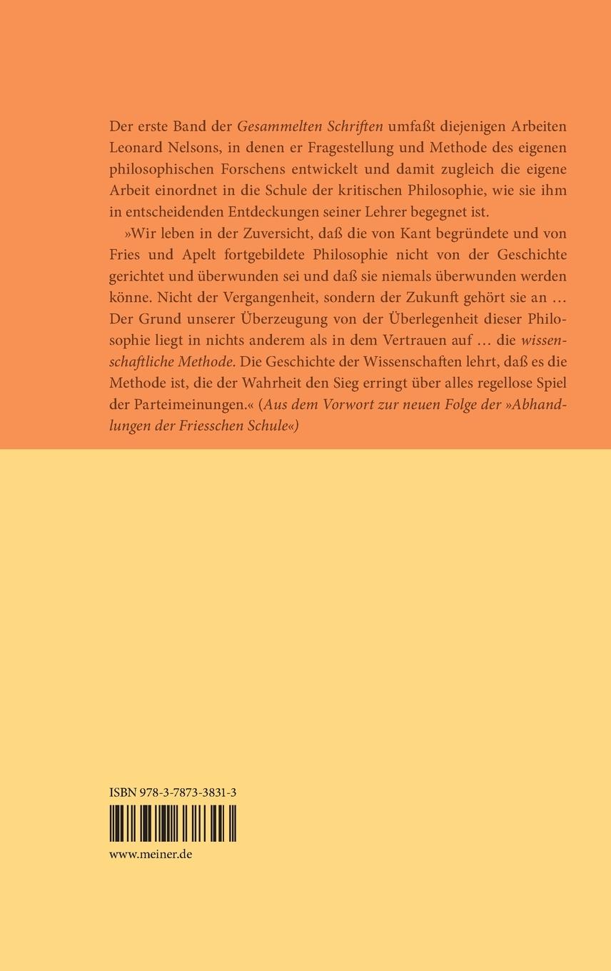 Rückseitencover Die Schule der kritischen Philosophie und ihre Methode