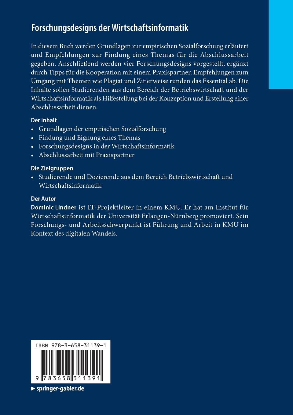 Rückseitencover Forschungsdesigns der Wirtschaftsinformatik