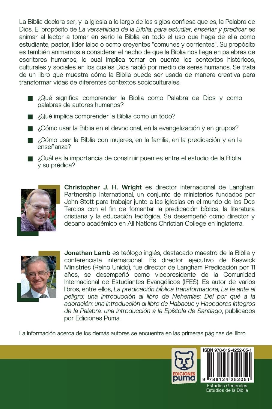 Rückseitencover LA VERSATILIDAD DE LA BIBLIA