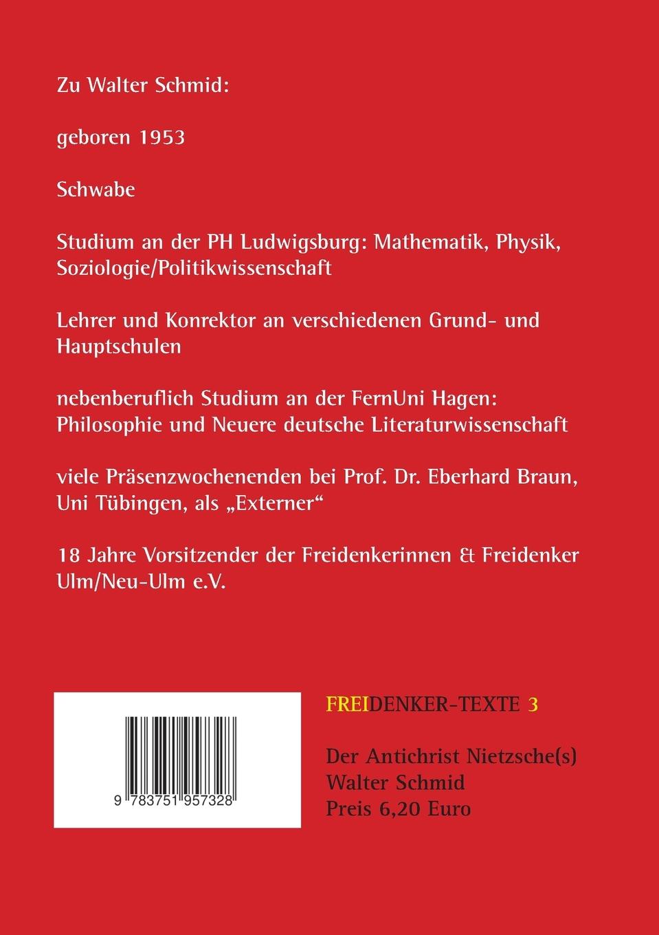Rückseitencover Der Antichrist Nietzsche(s)