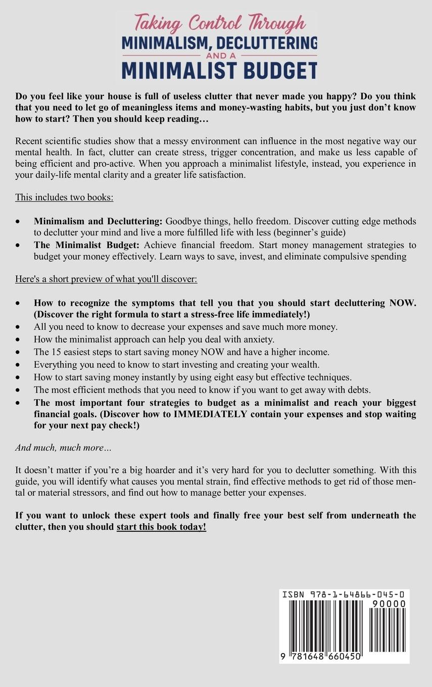 Rückseitencover Taking Control Through Minimalism, Decluttering and a Minimalist Budget 2-in-1 Book