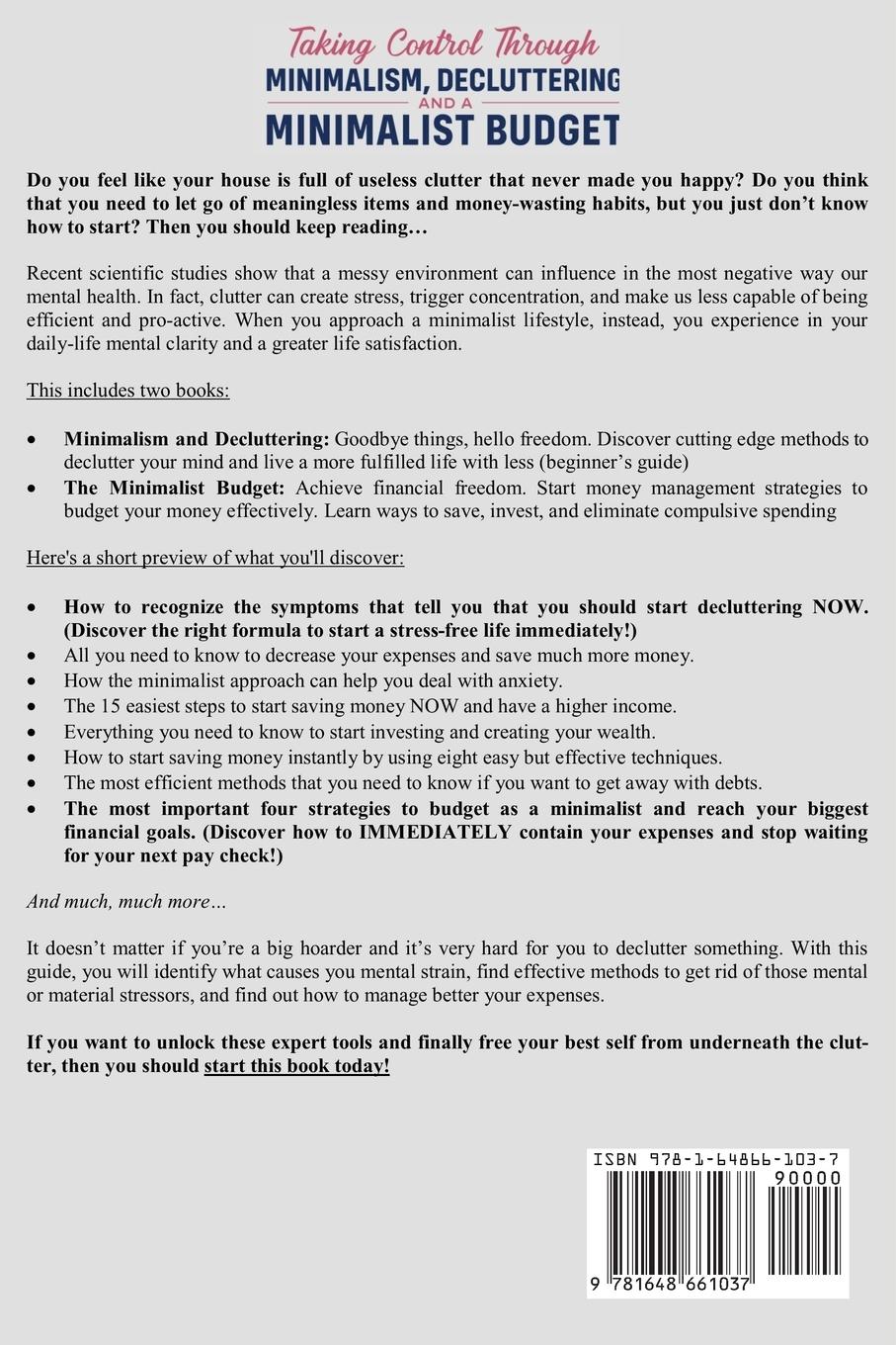 Rückseitencover Taking Control Through Minimalism, Decluttering and a Minimalist Budget 2-in-1 Book