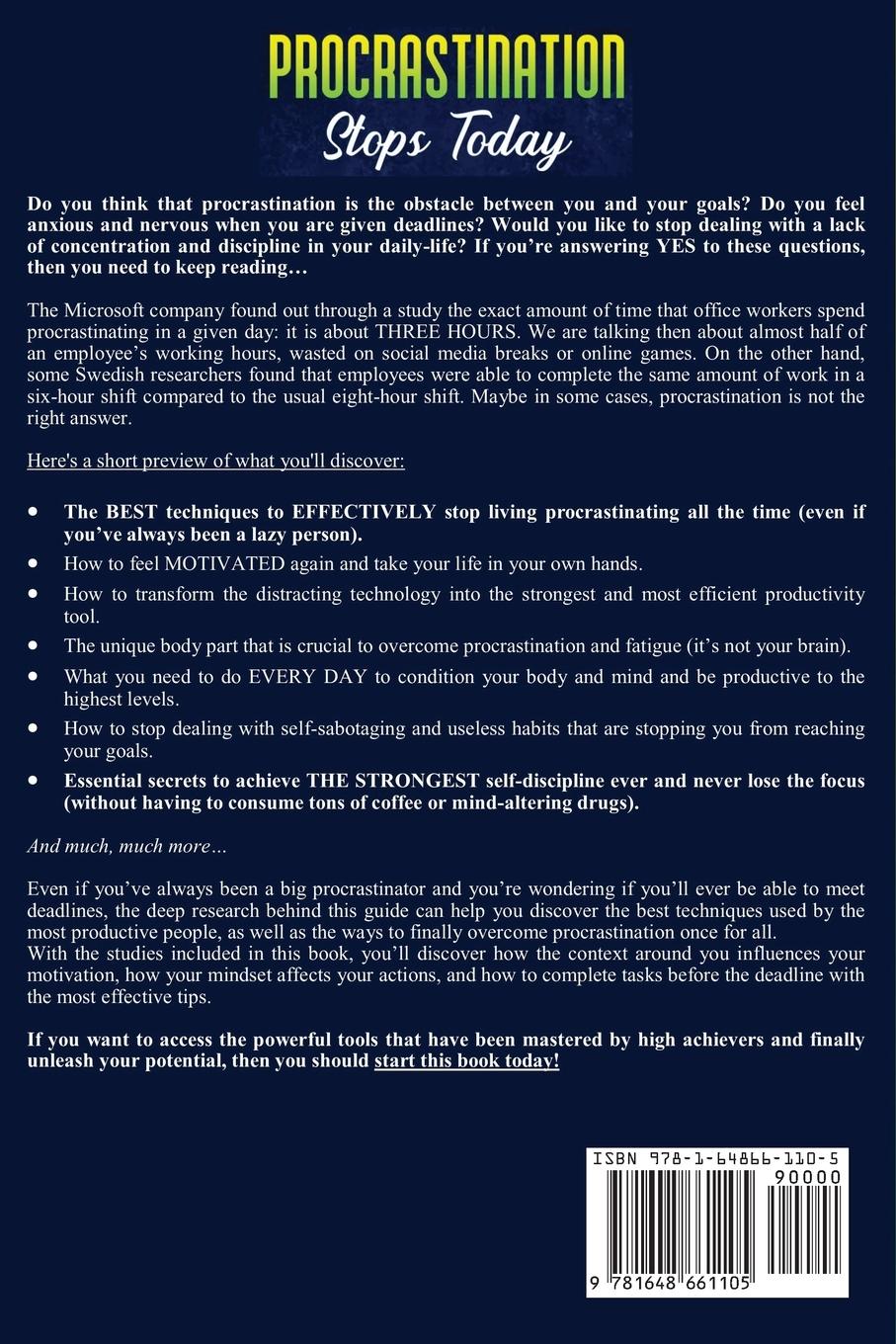 Rückseitencover Procrastination Stops Today