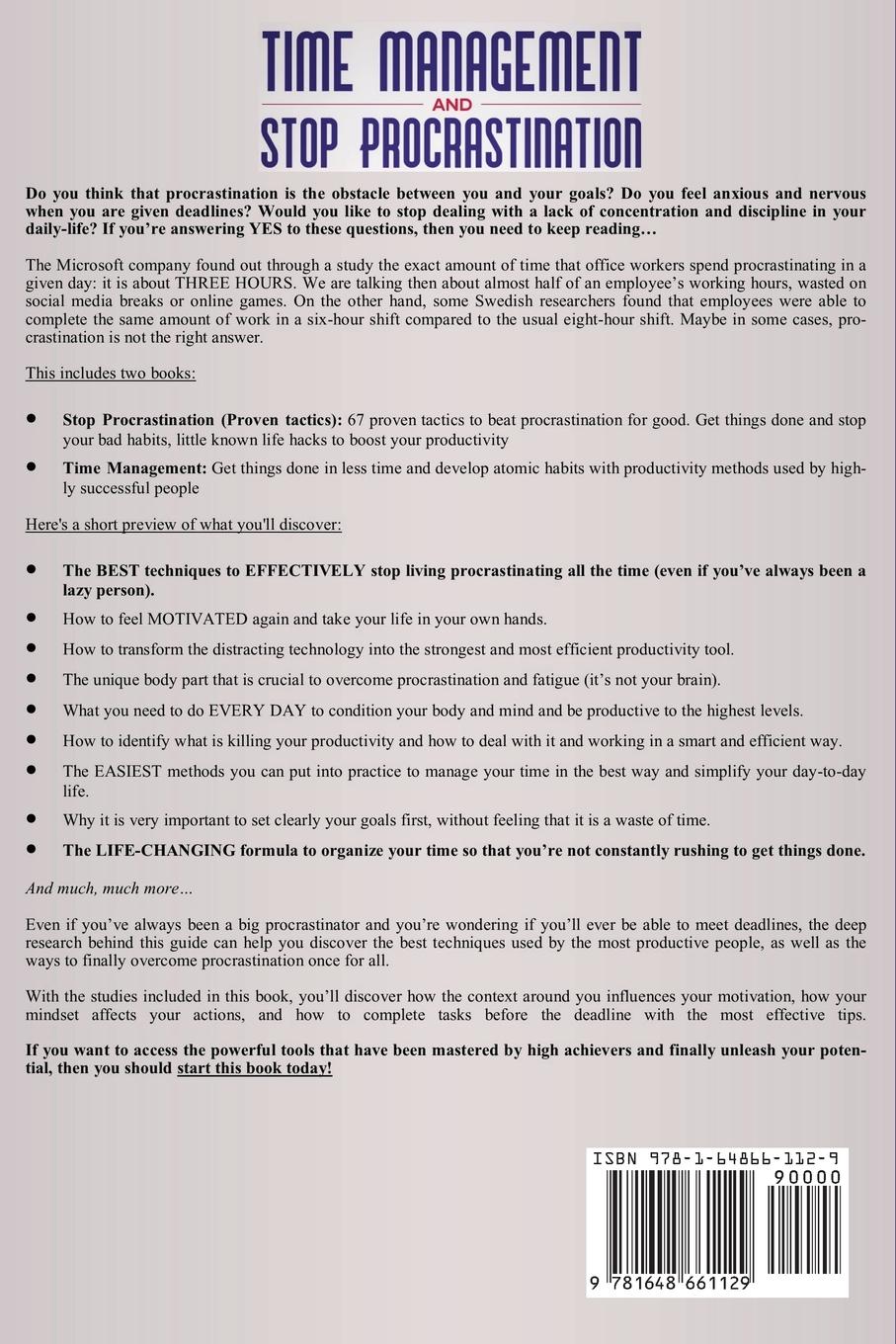 Rückseitencover Time Management and Stop Procrastination 2-in-1 Book