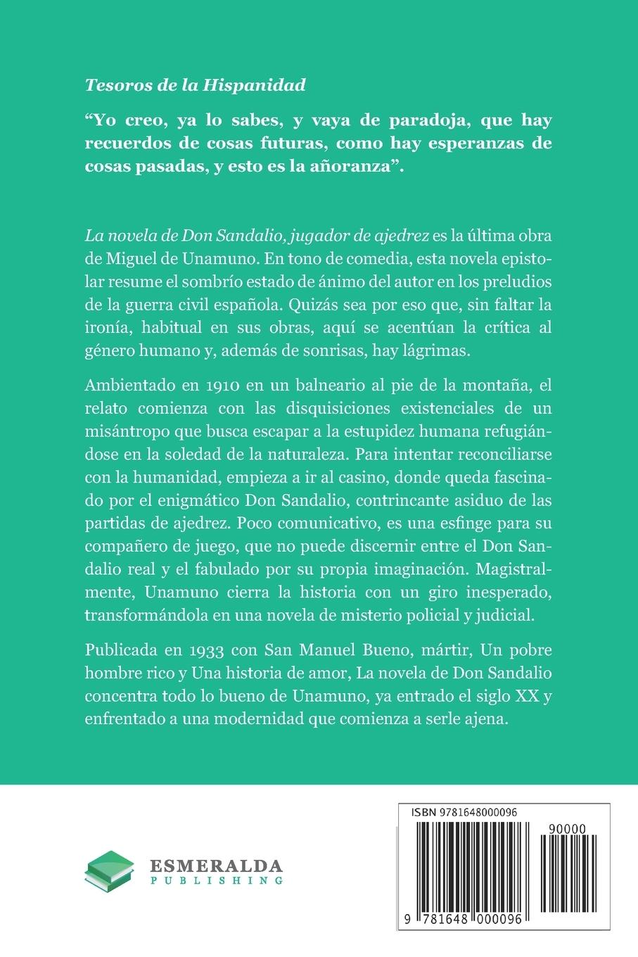 Rückseitencover La novela de Don Sandalio, jugador de ajedrez