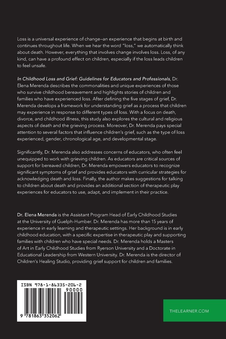 Rückseitencover Childhood Loss and Grief