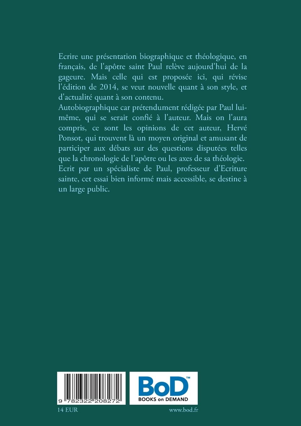 Rückseitencover Saint Paul, autobiographie 2020