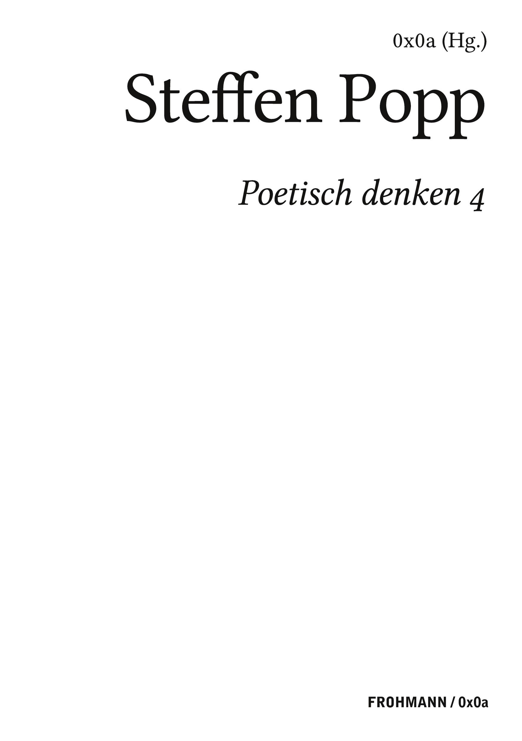 Vorderes Coverbild Poetisch denken 4: Steffen Popp