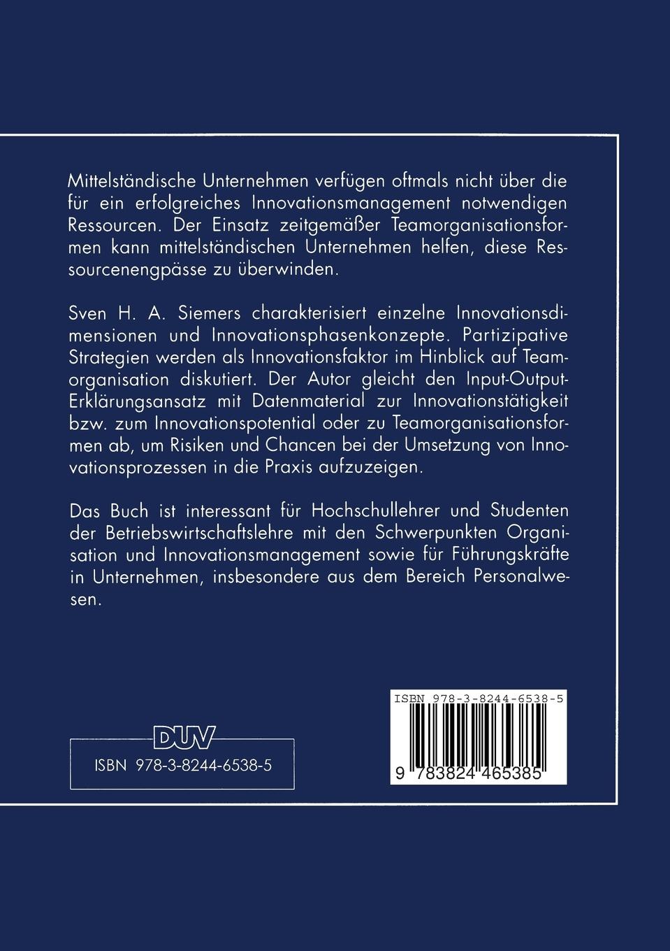 Rückseitencover Innovationsprozeß im Mittelstand