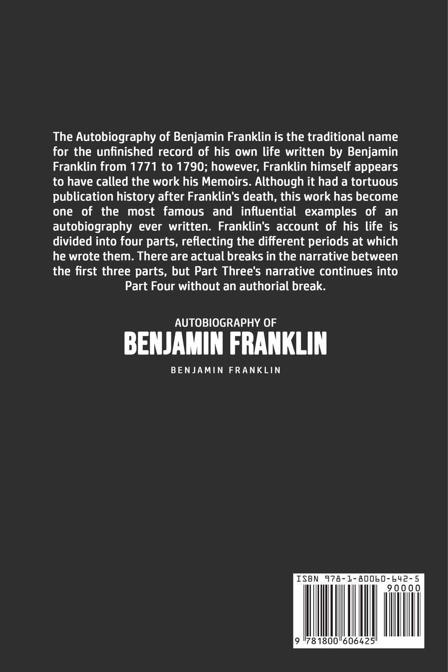 Rückseitencover Autobiography of Benjamin Franklin