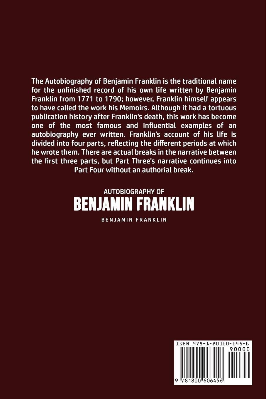 Rückseitencover Autobiography of Benjamin Franklin