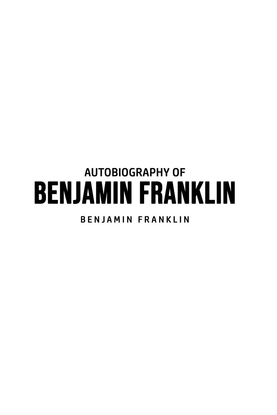Vorderes Coverbild Autobiography of Benjamin Franklin