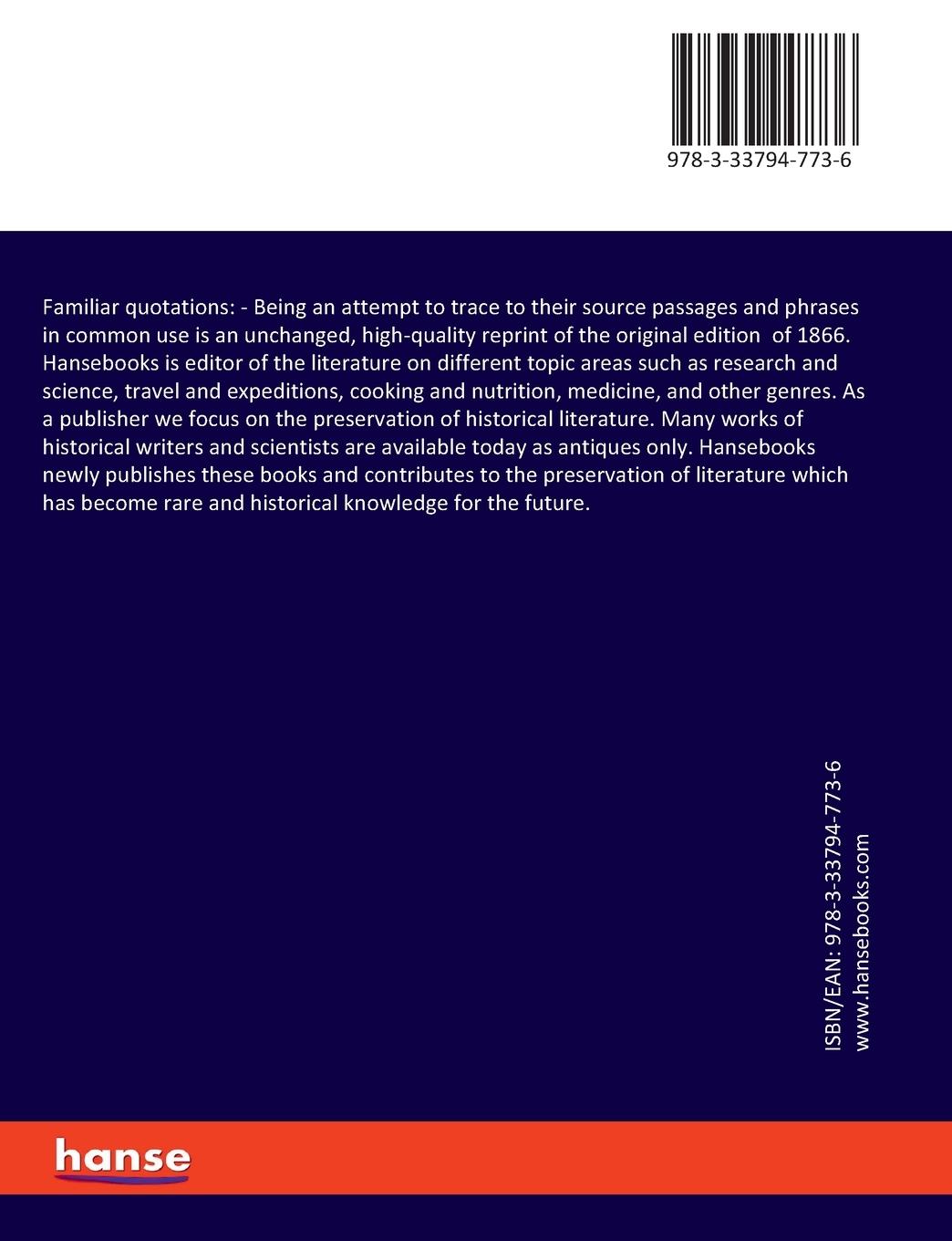 Rückseitencover Familiar quotations: