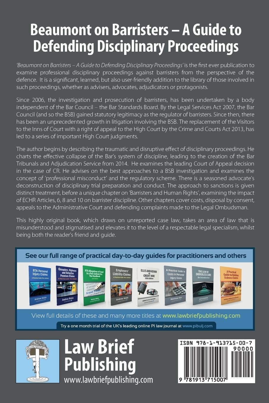 Rückseitencover Beaumont on Barristers - A Guide to Defending Disciplinary Proceedings