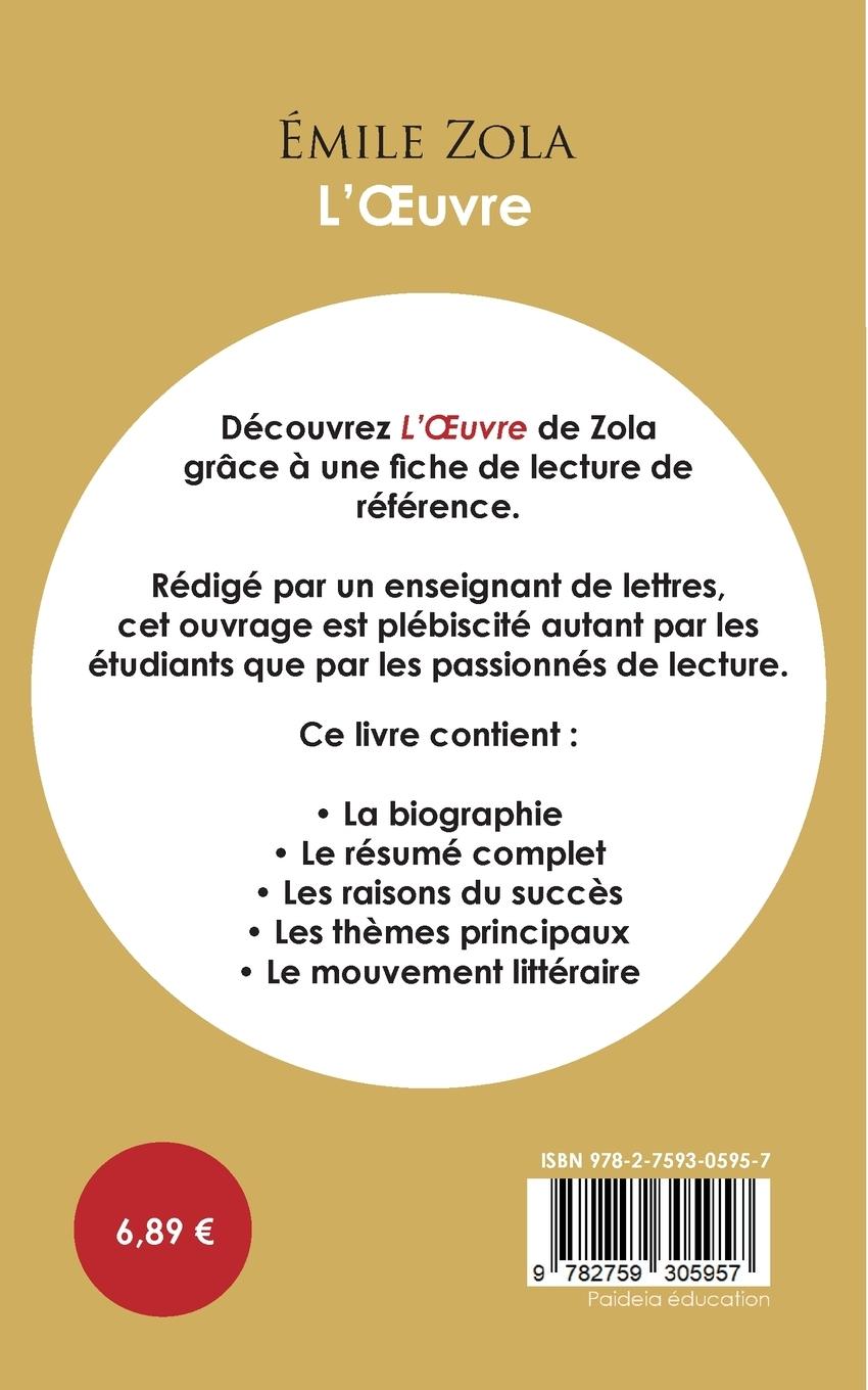 Rückseitencover Fiche de lecture L'Oeuvre (Étude intégrale)