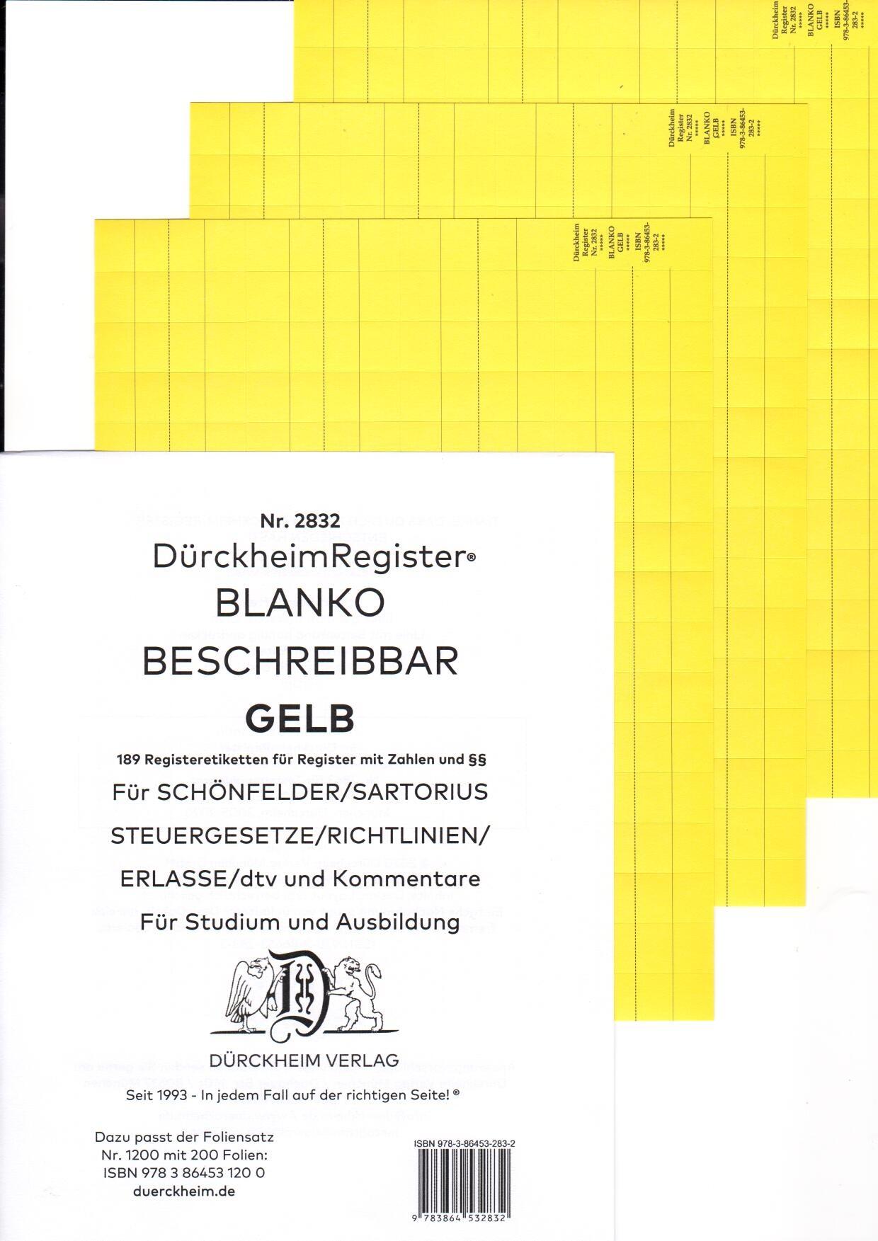 Vorderes Coverbild DürckheimRegister® BLANKO-GRÜN für Schönfelder/ Sartorius/ Steuergesetze/ Richtlinien/ Erlasse/ dtv und Kommentare