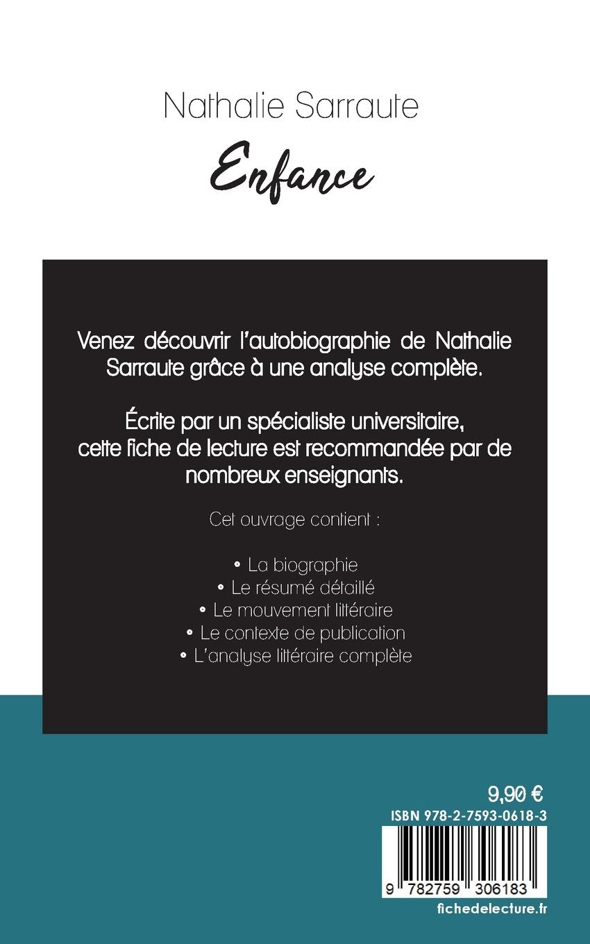 Rückseitencover Enfance de Nathalie Sarraute (fiche de lecture et analyse complète de l'oeuvre)