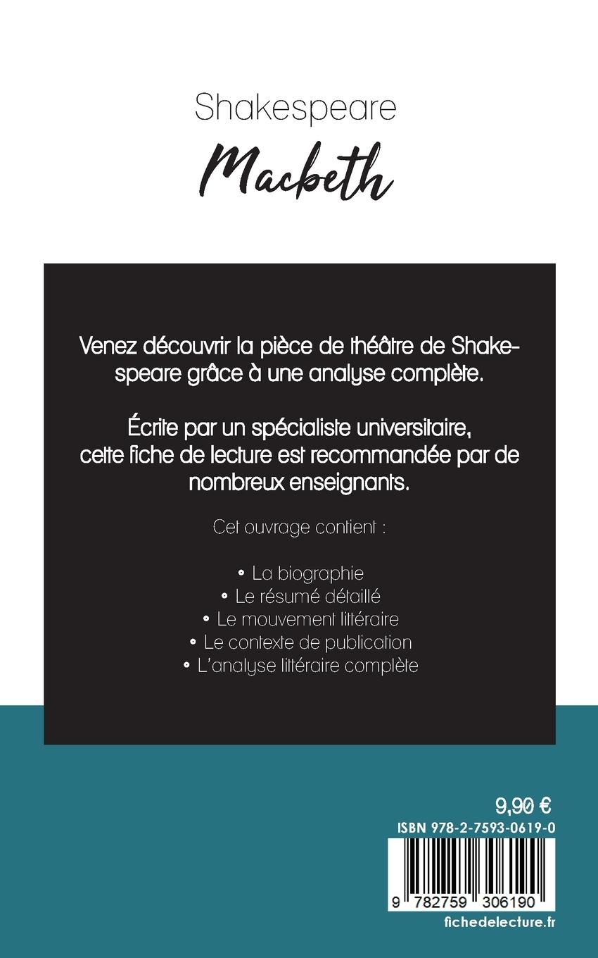 Rückseitencover Macbeth de Shakespeare (fiche de lecture et analyse complète de l'oeuvre)