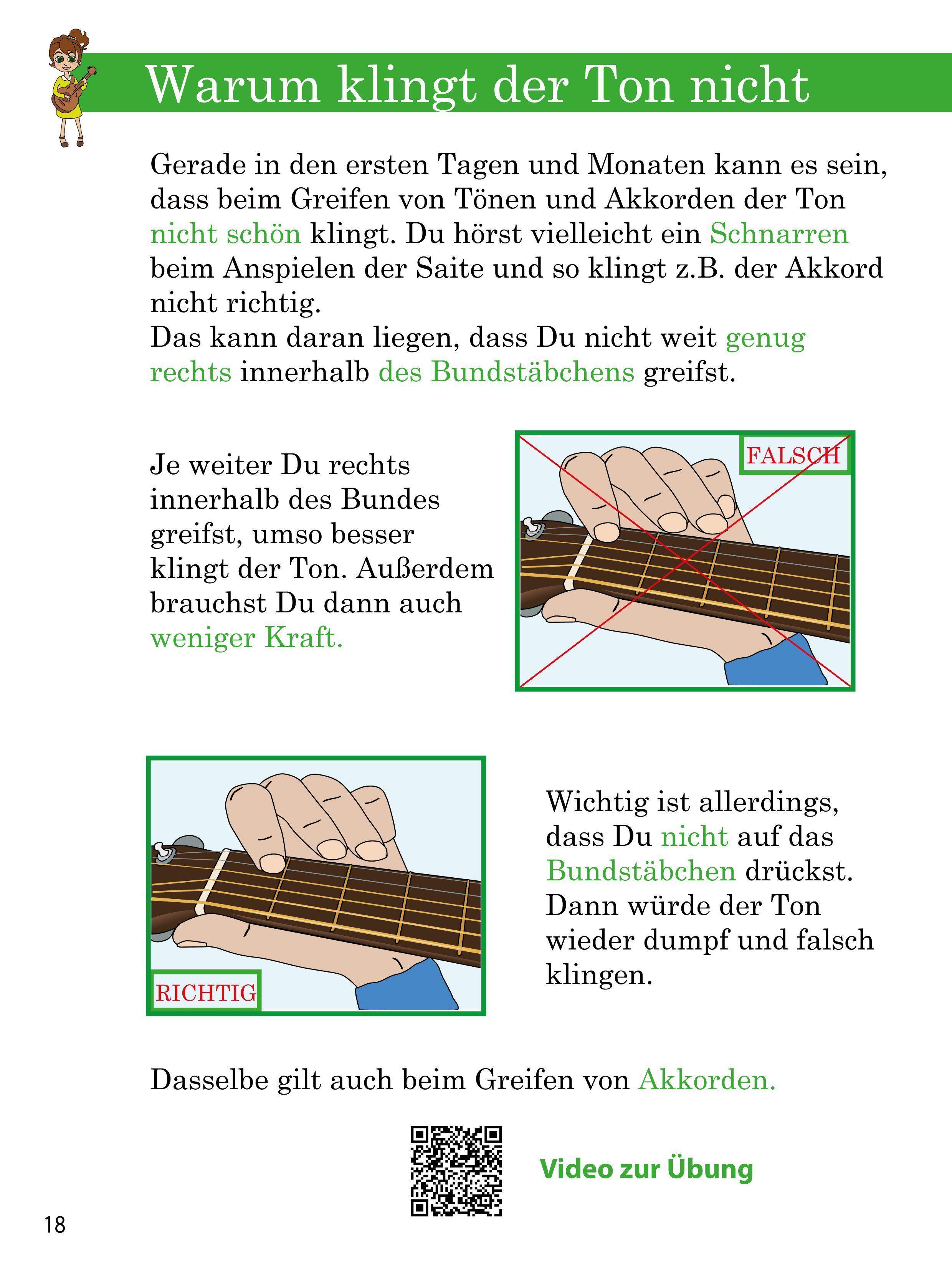 Beispielinhalt (Bild) Das kompakte Anfänger Gitarrenbuch für Kinder