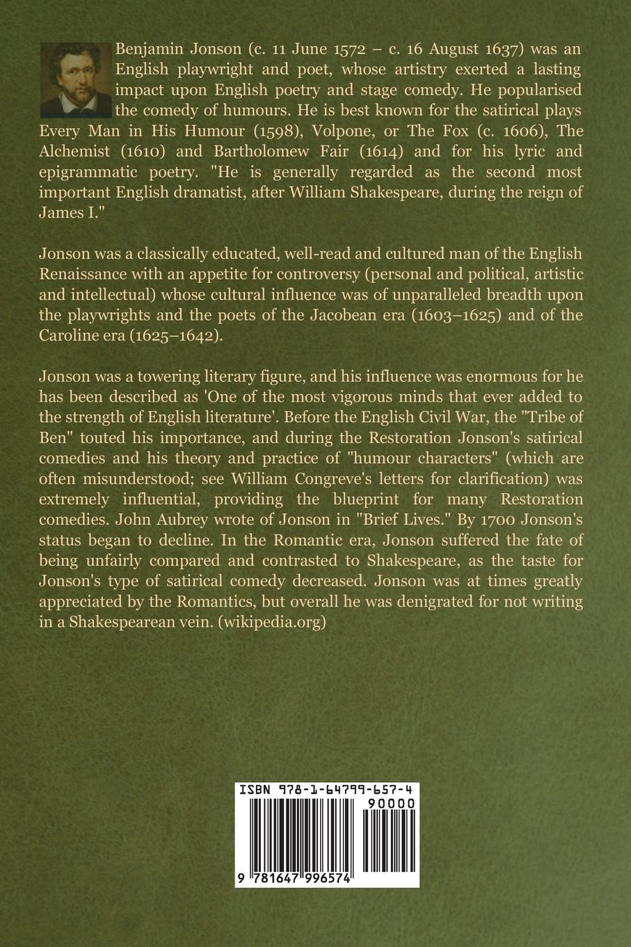 Rückseitencover Epicoene; Or, The Silent Woman