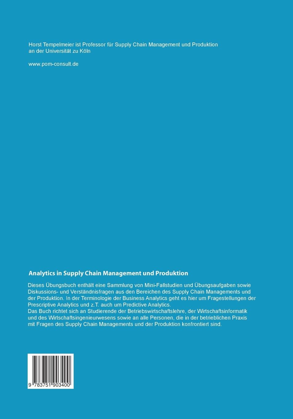 Rückseitencover Analytics in Supply Chain Management und Produktion