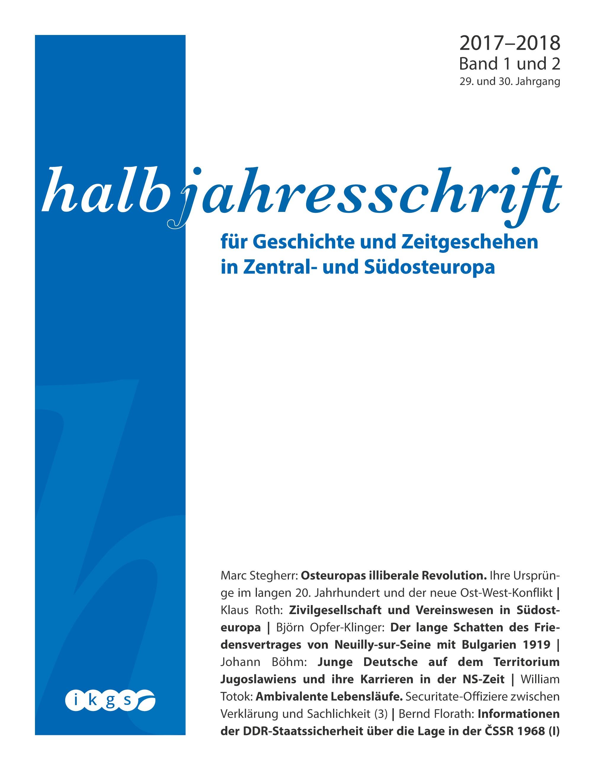 Vorderes Coverbild Halbjahresschrift 2017 - 2018