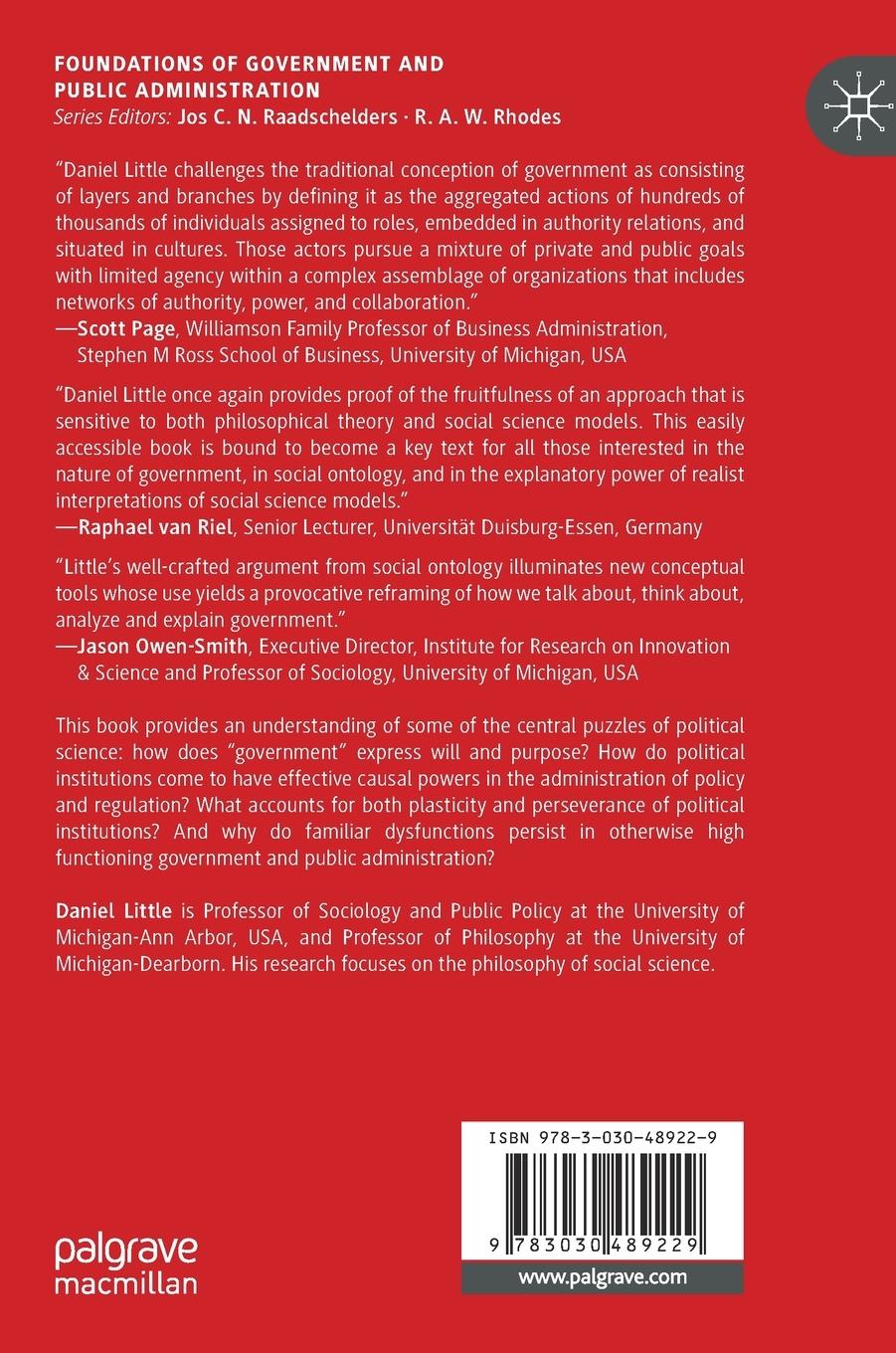 Rückseitencover A New Social Ontology of Government