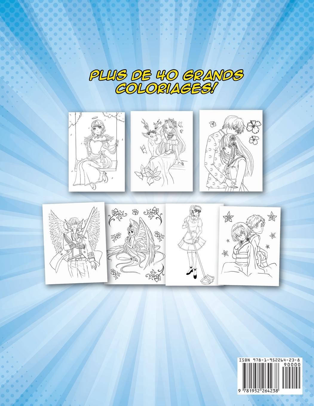 Rückseitencover Manga Livre de Coloriage pour les adultes et les enfants: Plus de 40 coloriages d'anime et de manga amusants!