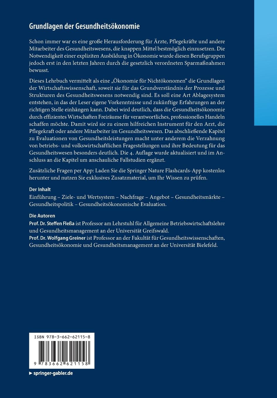 Rückseitencover Grundlagen der Gesundheitsökonomie