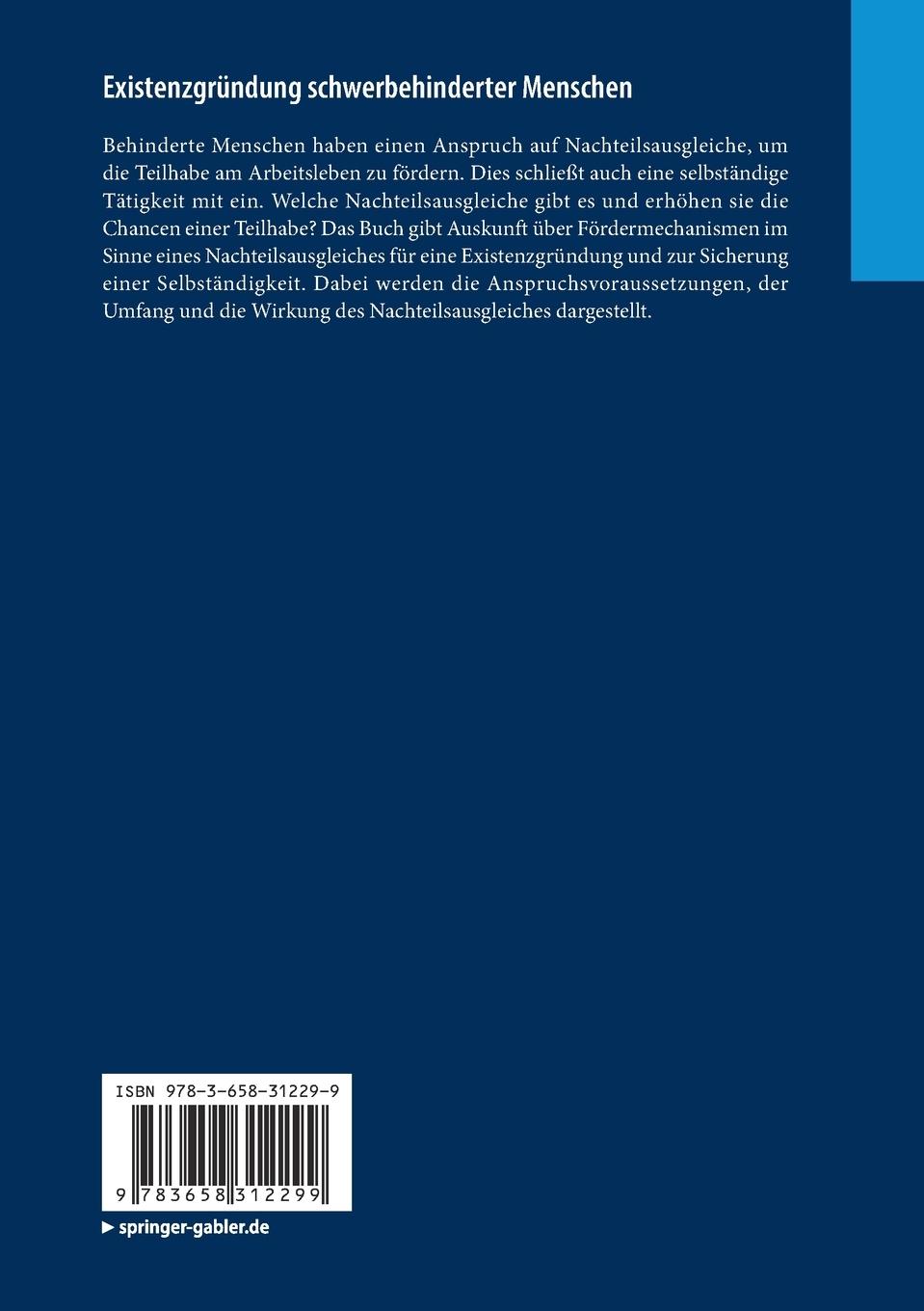 Rückseitencover Existenzgründung schwerbehinderter Menschen