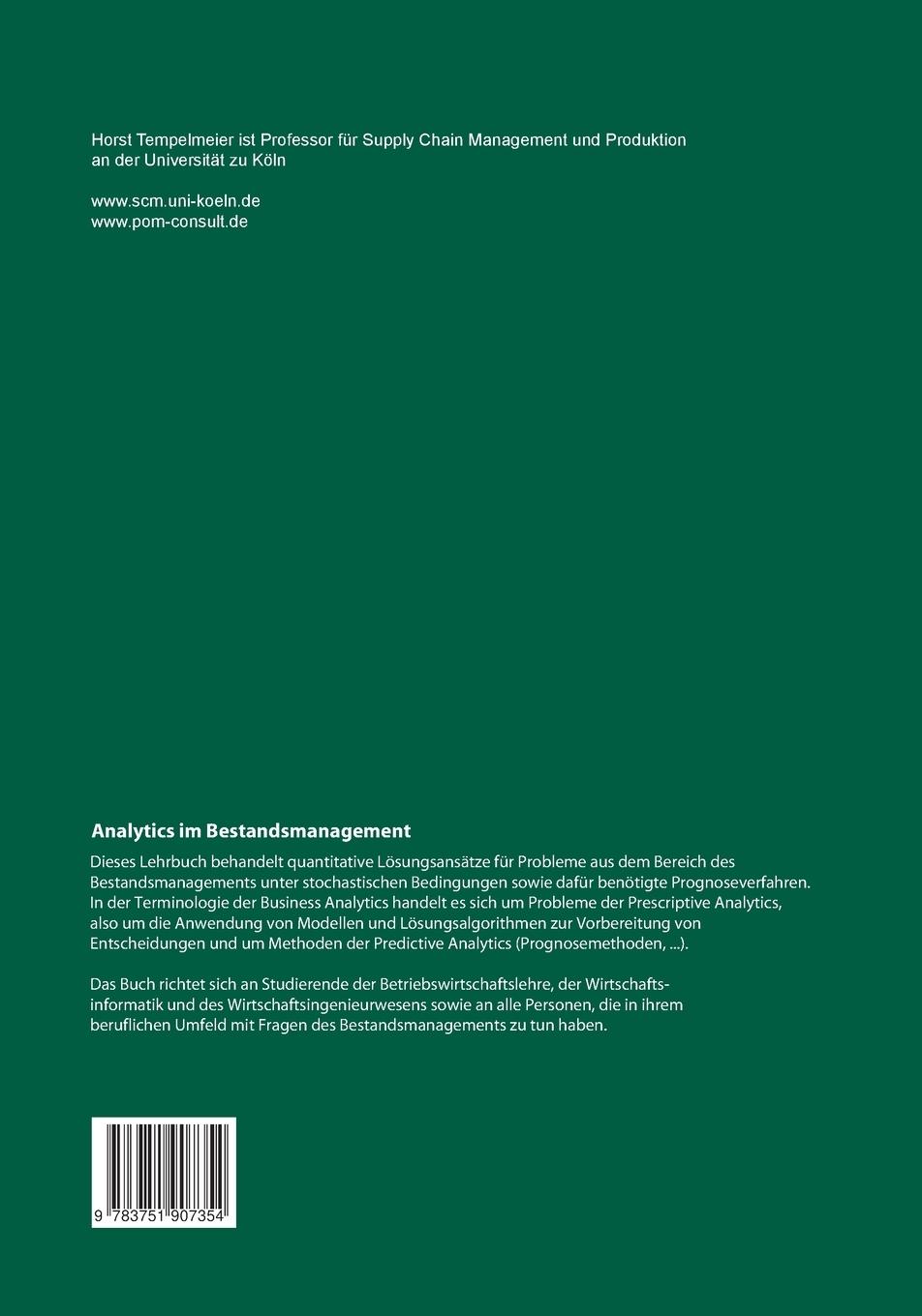 Rückseitencover Analytics im Bestandsmanagement