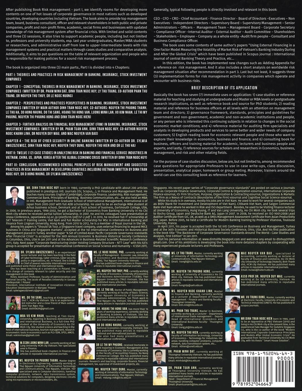 Rückseitencover Risk Management Perspectives In Corporate Governance After Global Economic Crisis (Part II)