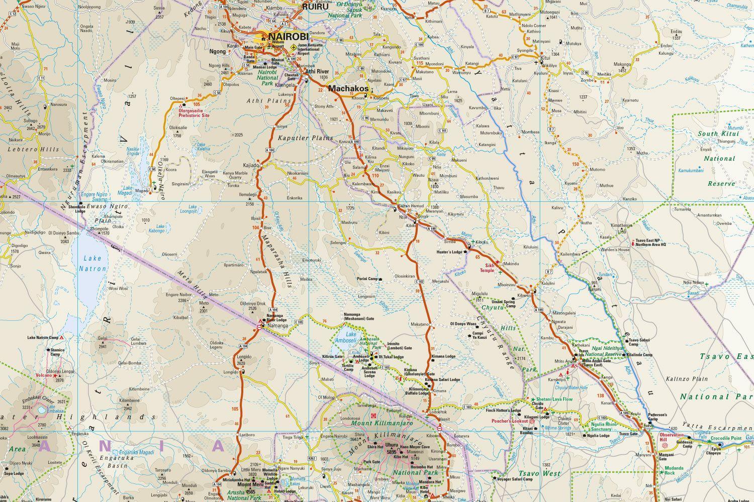 Beispielinhalt (Bild) Reise Know-How Landkarte Kenia / Kenya (1:950.000)