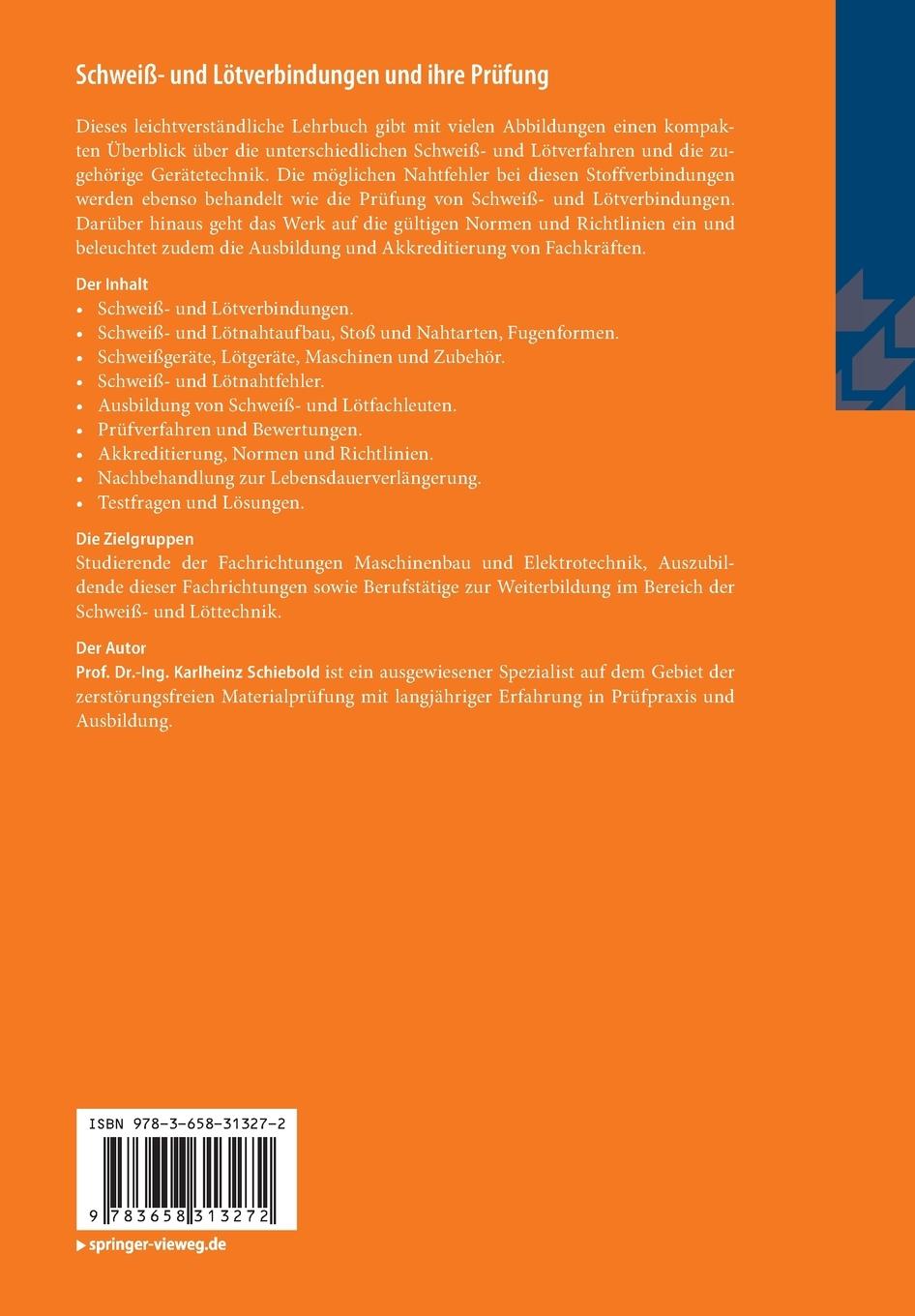 Rückseitencover Schweiß- und Lötverbindungen und ihre Prüfung