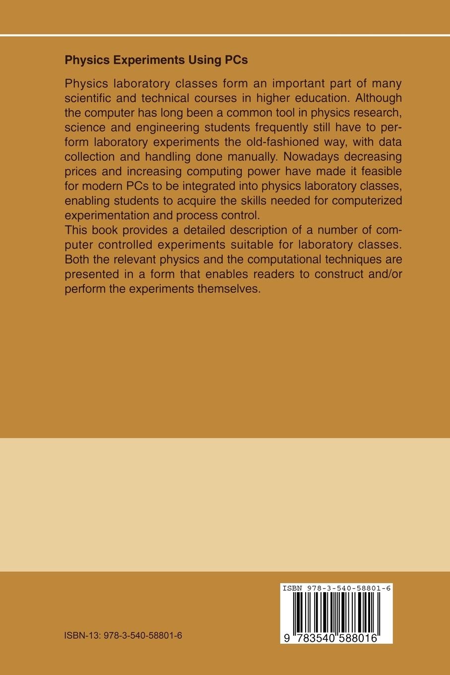 Rückseitencover Physics Experiments Using PCs