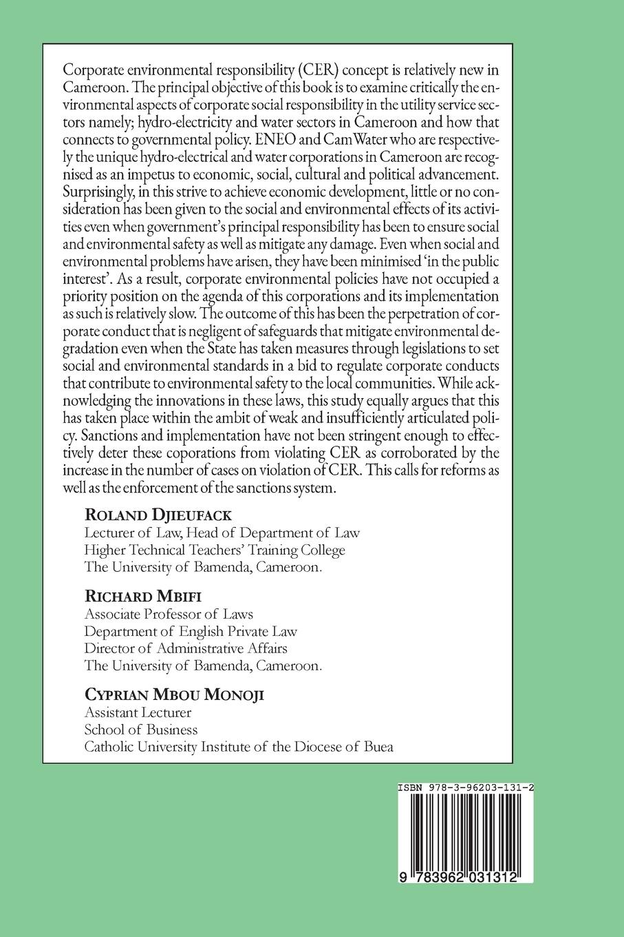 Rückseitencover Corporate Environmental Responsibility in the Hydro-Electricity and Water Sectors in Cameroon