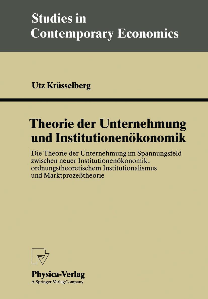 Vorderes Coverbild Theorie der Unternehmung und Institutionenökonomik
