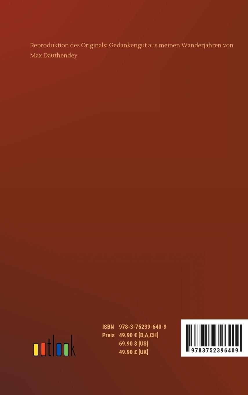 Rückseitencover Gedankengut aus meinen Wanderjahren