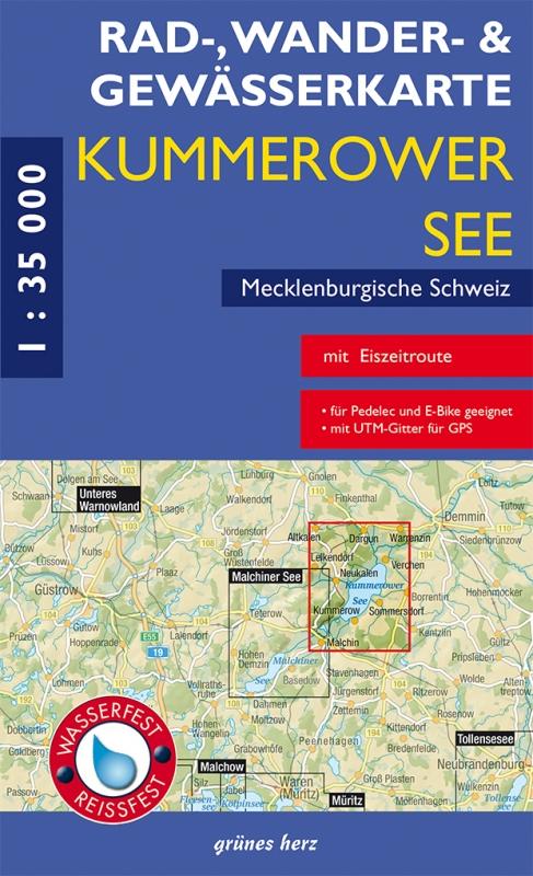 Vorderes Coverbild Rad-, Wander- und Gewässerkarte Kummerower See - Mecklenburgische Schweiz 1:35.000