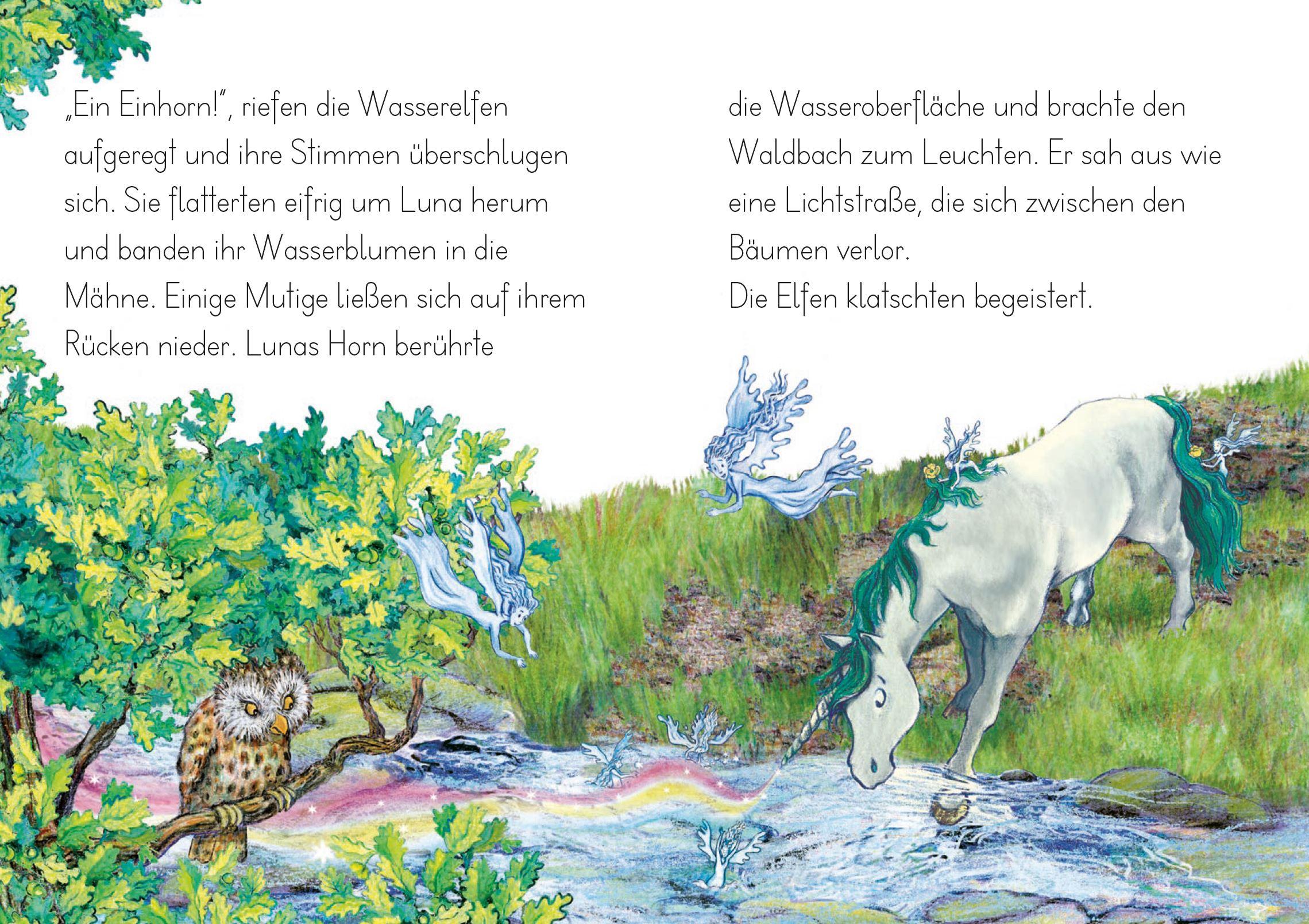 Beispielinhalt (Bild) LESEZUG/2. Klasse: Einhorn Luna. Die Suche nach dem Zauberkristall
