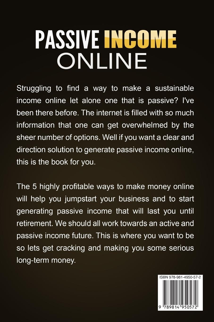 Rückseitencover Passive Income Online - How to Earn Passive Income For Early Retirement