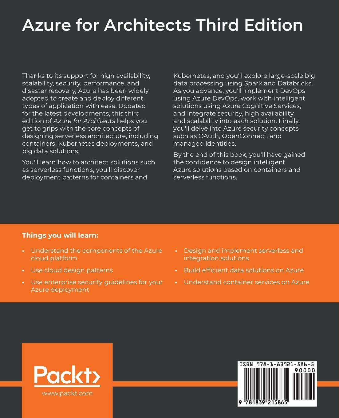 Rückseitencover Azure for Architects - Third Edition