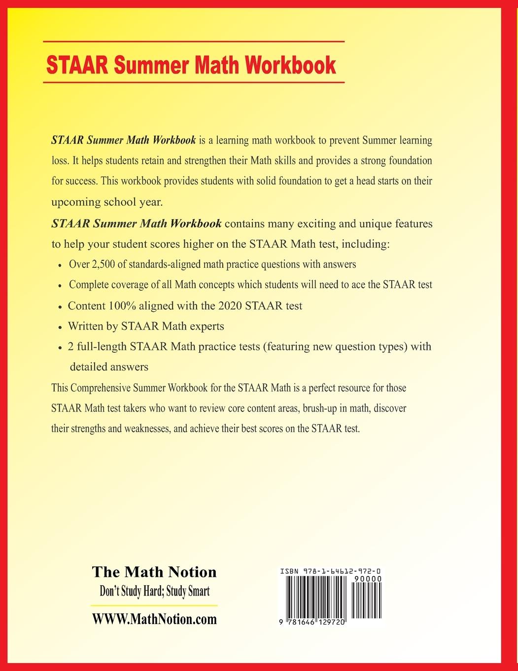Rückseitencover STAAR Grade 4 Summer Math Workbook