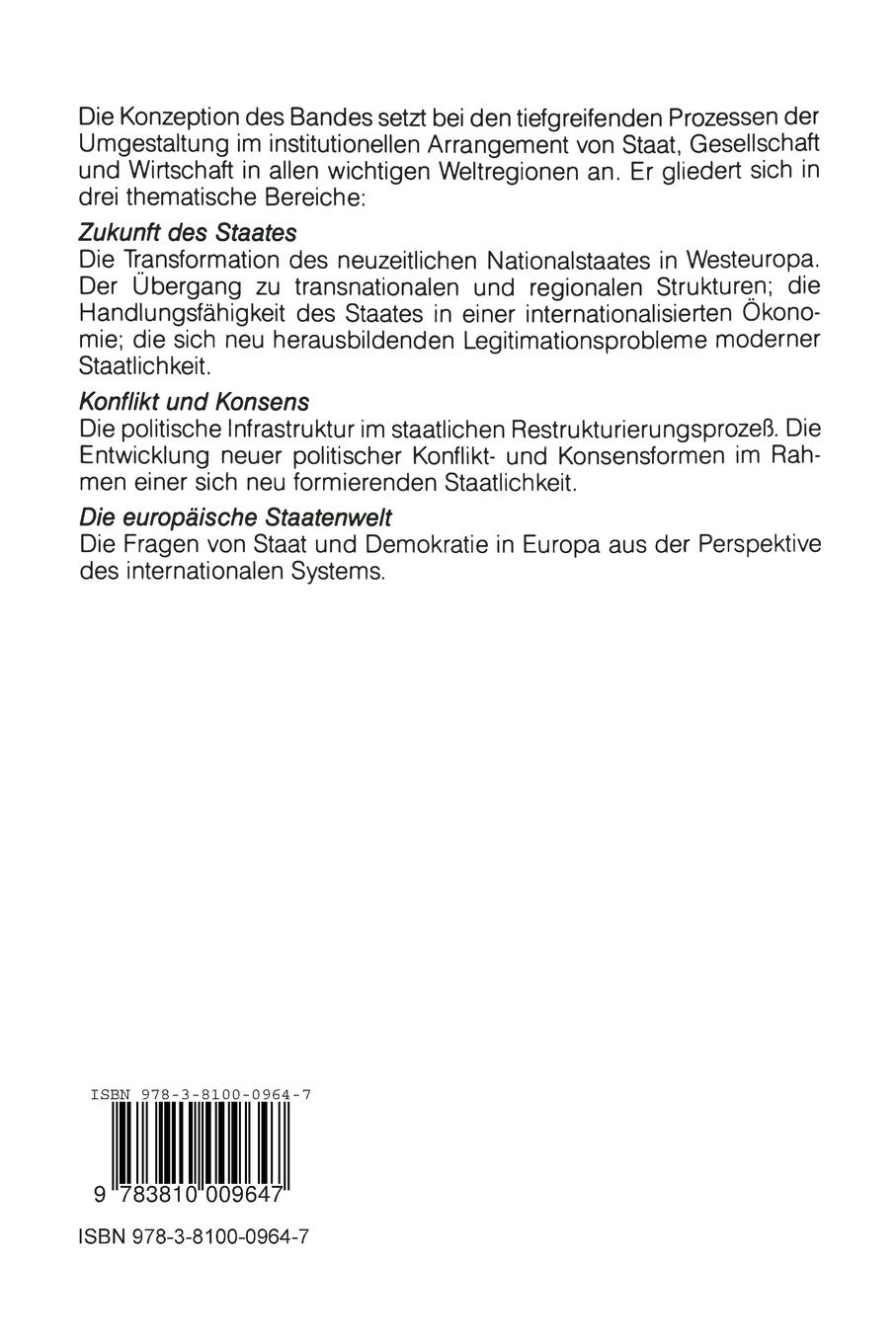 Rückseitencover Staat und Demokratie in Europa