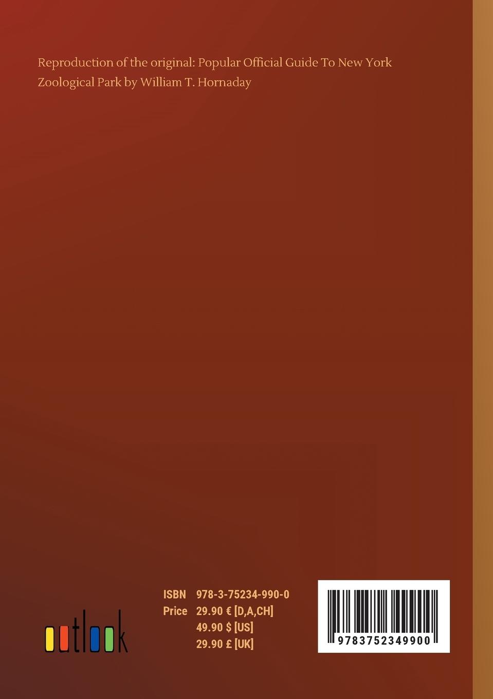 Rückseitencover Popular Official Guide To New York Zoological Park