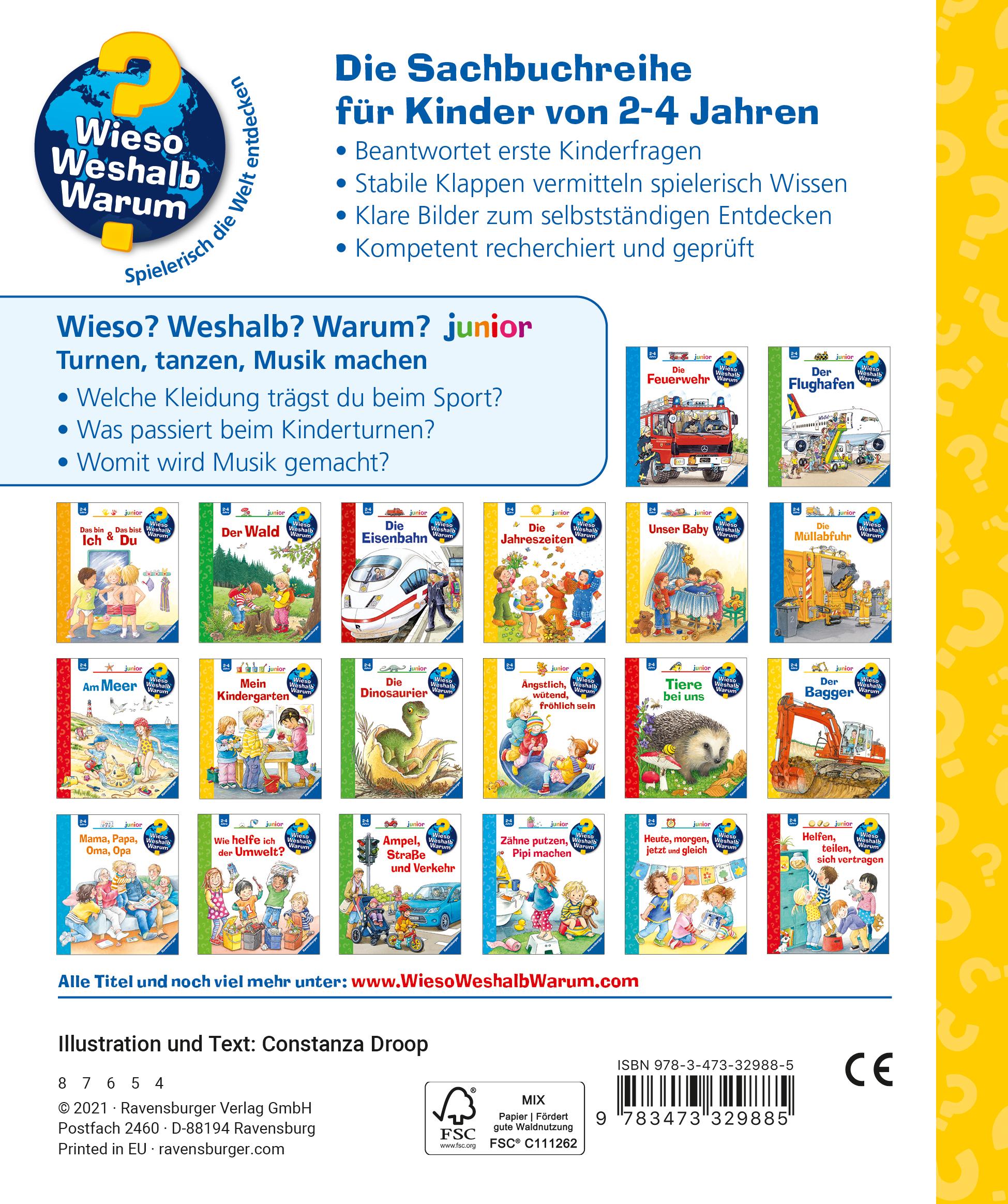 Rückseitencover Wieso? Weshalb? Warum? junior, Band 71: Turnen, tanzen, Musik machen